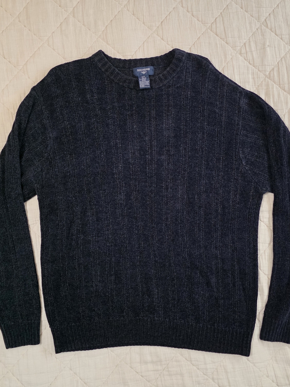 1990s Dockers Men's Crewneck Sweater in Dark Charcoal Heather